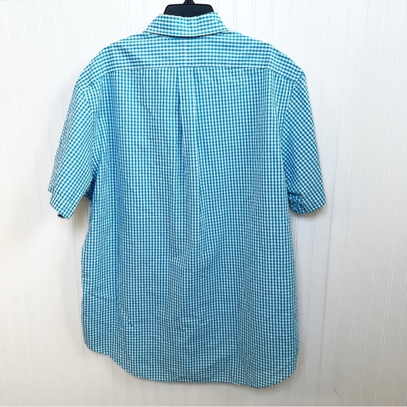 Ralph Lauren Blue Label Turquoise Blue & White Gingham Short Sleeve Button Up XL - Picture 2 of 5